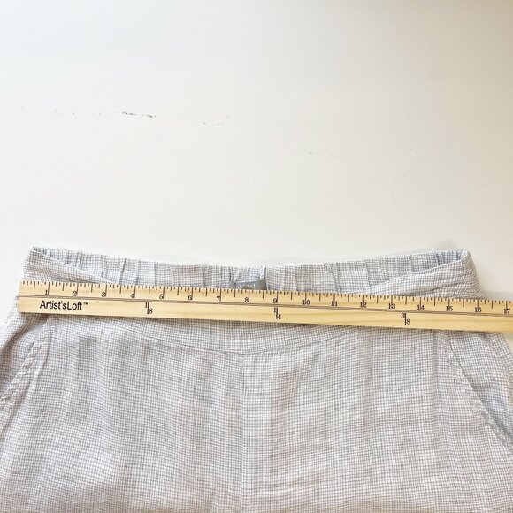 Habitat Linen Pull On Pants White Black Grid Print Drawstring Hem - Size Medium - Picture 6 of 8